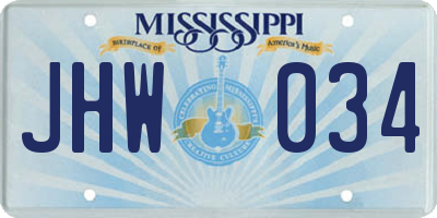 MS license plate JHW034
