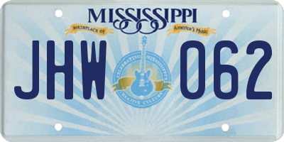MS license plate JHW062