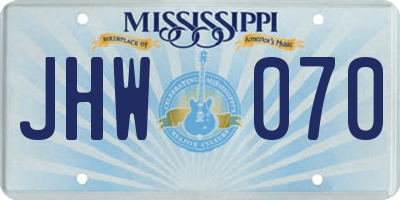 MS license plate JHW070