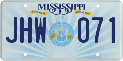 MS license plate JHW071