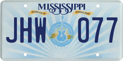 MS license plate JHW077