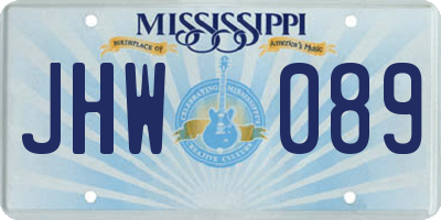 MS license plate JHW089