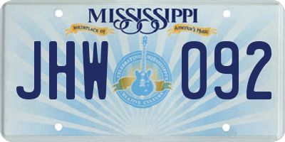 MS license plate JHW092