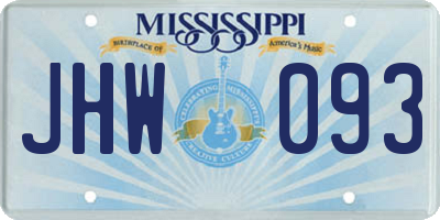 MS license plate JHW093