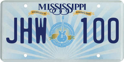 MS license plate JHW100