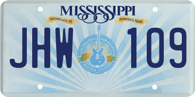 MS license plate JHW109