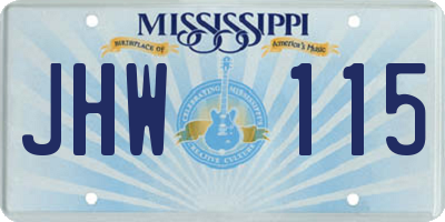 MS license plate JHW115