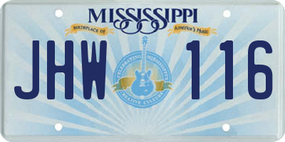 MS license plate JHW116