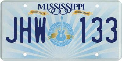 MS license plate JHW133