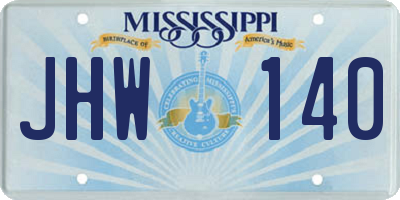 MS license plate JHW140