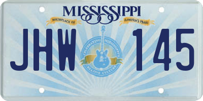 MS license plate JHW145