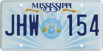 MS license plate JHW154