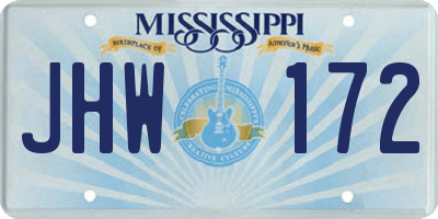 MS license plate JHW172