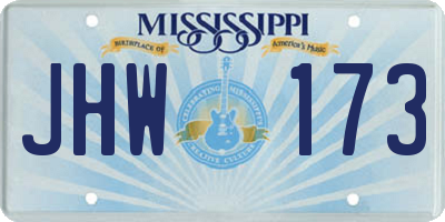 MS license plate JHW173