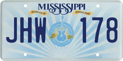 MS license plate JHW178