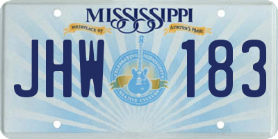 MS license plate JHW183