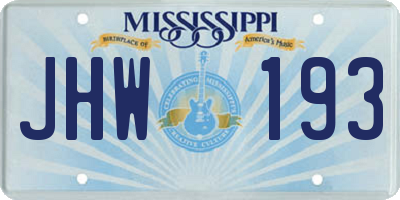 MS license plate JHW193