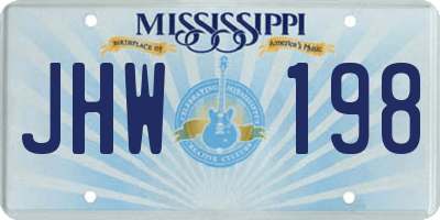 MS license plate JHW198