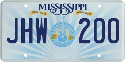 MS license plate JHW200