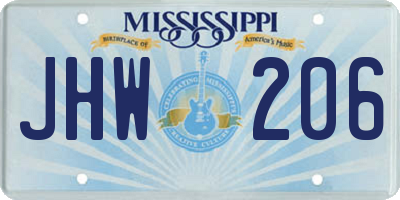 MS license plate JHW206