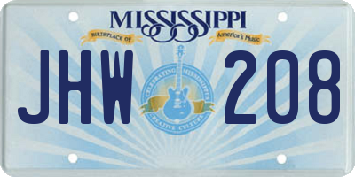 MS license plate JHW208