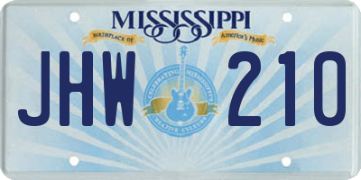 MS license plate JHW210