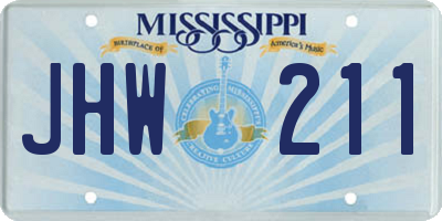 MS license plate JHW211