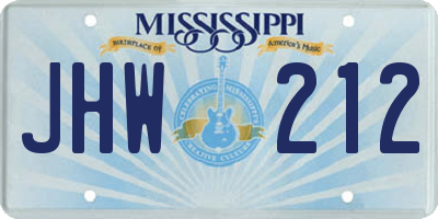 MS license plate JHW212