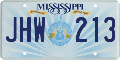 MS license plate JHW213