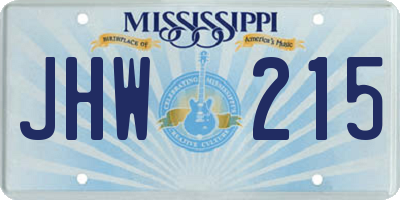MS license plate JHW215