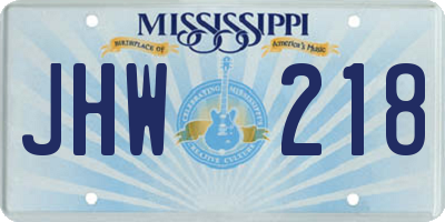 MS license plate JHW218