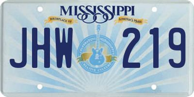 MS license plate JHW219
