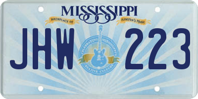 MS license plate JHW223