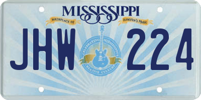 MS license plate JHW224