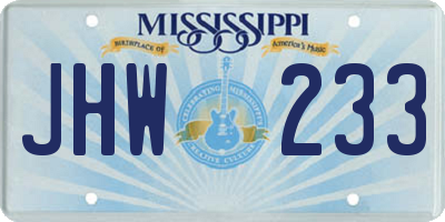 MS license plate JHW233