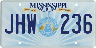 MS license plate JHW236