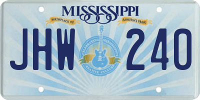 MS license plate JHW240