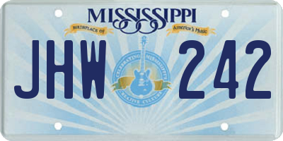 MS license plate JHW242
