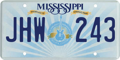 MS license plate JHW243