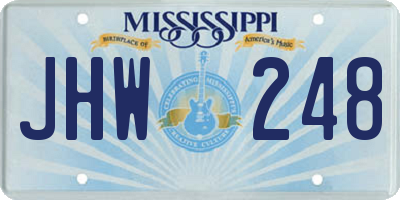 MS license plate JHW248