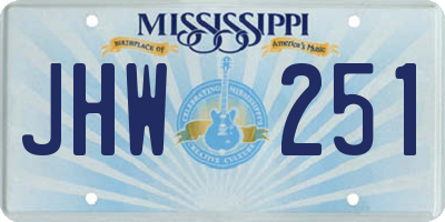 MS license plate JHW251