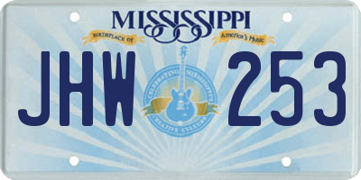 MS license plate JHW253