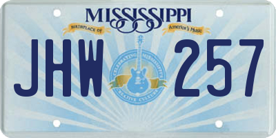 MS license plate JHW257