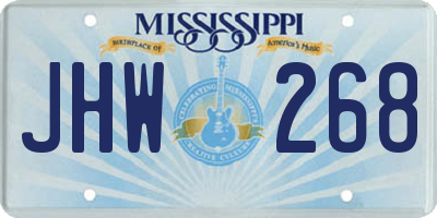 MS license plate JHW268