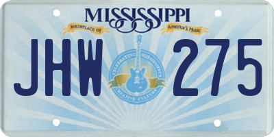 MS license plate JHW275