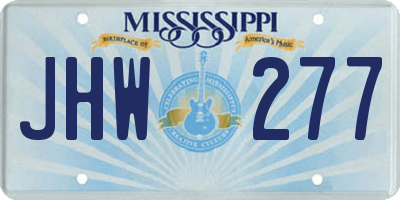 MS license plate JHW277