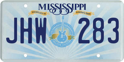 MS license plate JHW283