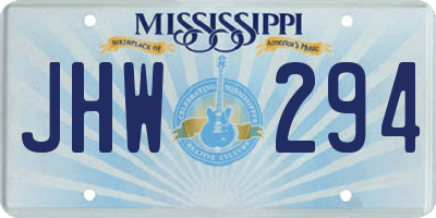 MS license plate JHW294
