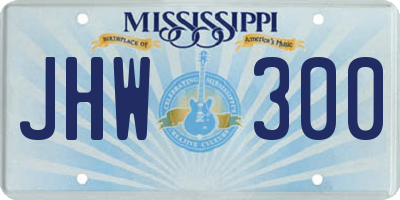 MS license plate JHW300