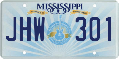 MS license plate JHW301
